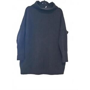 Free People boho black ribbed slouchy cowl neck sweater dress or tunic sz S 1673